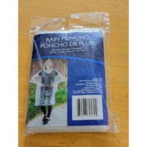 Clear Rain Poncho 39.4" x 50" Durable-Hooded-Reusable NEW